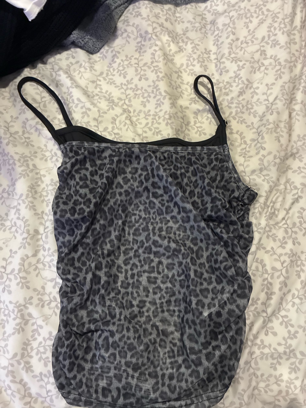 Women’s Black Gray Leopard-Print Cami Top